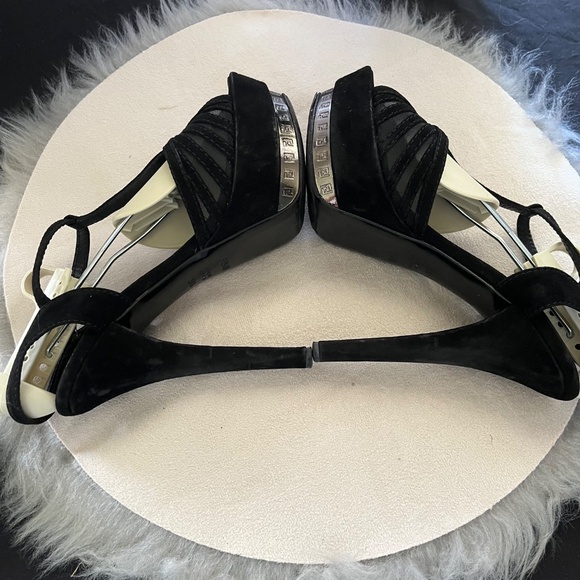 Fendi Black Leather Platform Sandals.  Size 38.5 US 8.5 - Picture 5 of 14